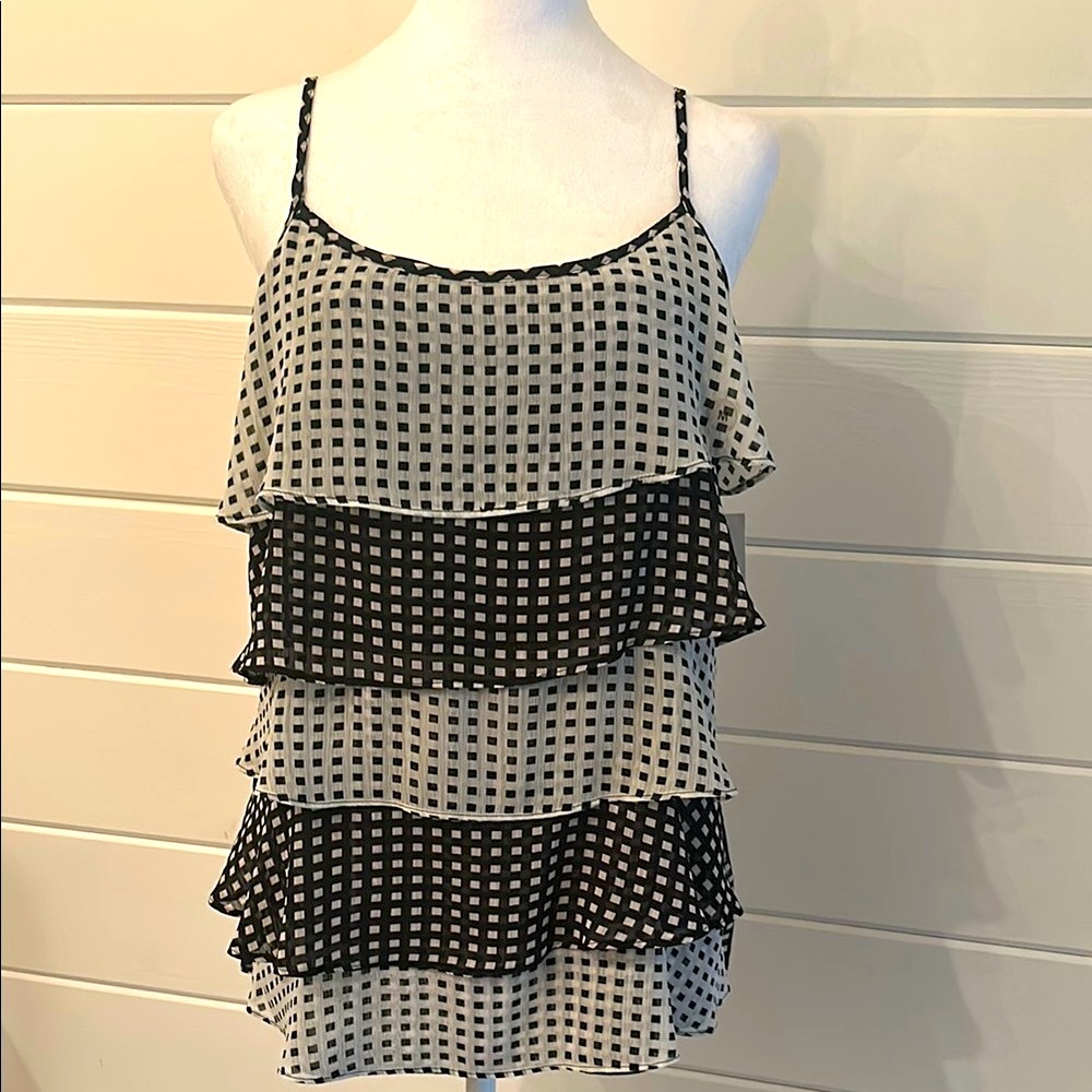 New York & Company Black and White Tiered Camisole - Picture 4 of 16
